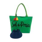 Kit Bolsa Feminina Verde Praia e Viseira Viagem Verão Piscina Resistente Lançamento