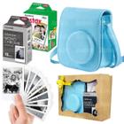 Kit Bolsa Instax Mini Azul Com Caixa De Presente + 20 Fotos + Filme Preto e Branco
