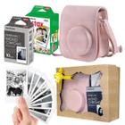 Kit Bolsa Instax Mini Rosa Com Caixa De Presente + 20 Fotos + Filme Preto e Branco