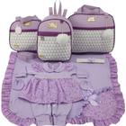 Kit bolsa maternidade 3 peças chevron lilas + saida maternidade 