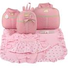 Kit bolsa maternidade 3 peças laço rosa + saida maternidade