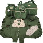 Kit bolsa maternidade 3 peças laço verde militar + saída maternidade