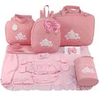 Kit bolsa maternidade 5 peças nuvem rosa + saida maternidade