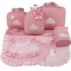 Kit bolsa maternidade 5 peças nuvem rosa + saida maternidade