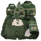 Kit bolsa maternidade 5 peças safari baby verde militar + saida maternidade