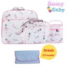 Kit Bolsa Maternidade Bailarina Mala + Bolsa G + Porta Mamadeira + Trocador