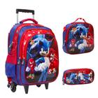 Kit Bolsa Mochila Escolar Carrinho Sonic Reforçada