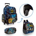 Kit Bolsa Mochila Escolar Masculina Batman Rodinha