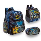 Kit Bolsa Mochila Escolar Menino Batman Juvenil