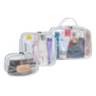 Kit Bolsa Necessaire Organizadora Com 3 Peças - Para Maquiagens/ Cosméticos - Foscas & Transparente