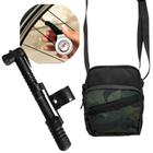 Kit Bolsa Pequena Transversal Camuflada Conquista + Manometro e Bomba de Ar para Bicicleta Bel