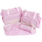 Kit Bolsa Saída Maternidade de Bebê 5 Peças Impermeável Multifunção Menina Brinqway IWKBMRS Rosa