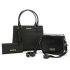 Kit Bolsas Feminina Com Carteira Santorini Handbag Tricê Preto