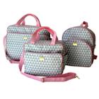 Kit Bolsas Triângulo Rosa Bebê Maternidade Infantil Mochila