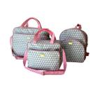 Kit Bolsas Triângulo Rosa Bebê Maternidade infantil mochila