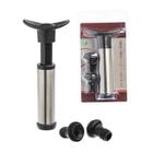 Kit Bomba De Vácuo Ideal Tampar Vinho Inox 2 Rolhas Silicone Cor Preto