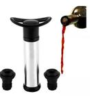 Kit Bomba Vácuo Garrafa Vinho Inox + 2 Tampas Silicone Vacu