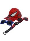 Kit Boné Oculos Homem Aranha Infantil Relogio Digital