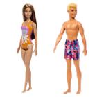 Kit Boneca Barbie Morena Praia e Piscina + Boneco Ken Mattel