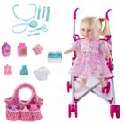 Kit Boneca Minha 1ª Consulta ao Médico + Carrinho e Bolsinha