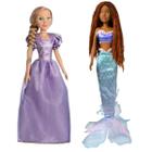 Kit Bonecas Ariel Negra E Rapunzel Grandes 55cm Articuladas Princesas Disney Live Action Novabrink
