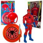 Kit Boneco Infantil Homem Aracmiano E Acessórios Super Aranha Heróis Para Crianças Vermelho E Preto