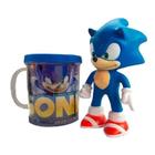 Kit Boneco Sonic Azul Articulado 15Cm + Caneca 350Ml Nº13