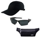 Kit Bonés Liso De Aba Curva, Pochete Sport E Oculos De Sol - Esportivo Para Praia, Corrida, Caminhada, Ciclismo