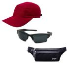 Kit Bonés Liso De Aba Curva, Pochete Sport E Oculos De Sol - Esportivo Para Praia, Corrida, Caminhada, Ciclismo