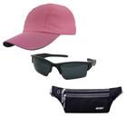 Kit Bonés Liso De Aba Curva, Pochete Sport E Oculos De Sol - Esportivo Para Praia, Corrida, Caminhada, Ciclismo