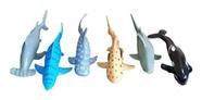 Kit Borracha Oceano com 6 Peças Baleia Tubarão e outros Brinquedo