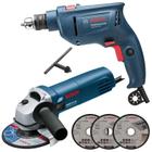 Kit Bosch Lixadeira 670w 4.1/2 E Furadeira 3/8 110v