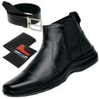 Kit Bota Botina Masculina Couro + Cinto + Carteira Casual