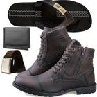 Kit Bota Casual Dhl Masculina 501 Café + Cinto + Carteira + Chinelo SW Conforto 1505 Café