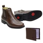 Kit Bota Chelsea Masculina Couro Elástico Moda + Carteira