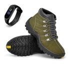 Kit Bota Coturno Tratorado Com Relogio Led Masculino