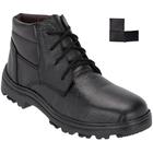 Kit Bota de Couro Original Masculina Cano Curto Bico Biqueira em PVC com Solado de Borracha Tratorado e Carteira Porta Documentos