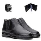 Kit Bota Masculina Conforto Antistress Casual de Couro Preto