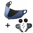 Kit Botão + Viseira Azul Capacete Ls2 Ff358 FF396 Polivisor