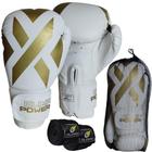 Kit Boxe Muay Thai Kickboxing Luva + Bandagem Olimpo Branco