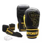 Kit boxe muay thai luva pretorian core prot bucal bandagem