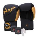 Kit Boxe Naja Extreme: Luva + Bandagem + Bucal - Dourada