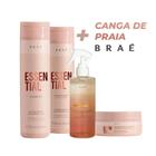 Kit Braé Essential Shampoo 250ml, Condicionador 250ml, Máscara 200g, Beach Hair 260ml + Canga Braé