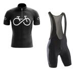 Kit Bretelle Curto Gel Camiseta Bike Forever Ciclismo Pro Uv