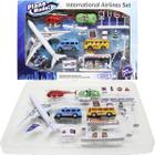 Kit Brinquedo Aeroporto Com 14Pçs helicóptero Avião Ônibus