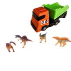 Kit Brinquedo Caminhão Caçamba Articulado E 4 Dinossauros Infantil Borracha