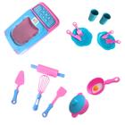 Kit Brinquedo Cozinha 15 Peças Infantil Casinha Rosa Com Microondas Panelinhas E Acessórios Zucatoys