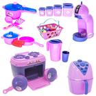 Kit Brinquedo Cozinha Menina Rosa Fogão Mercado Café 31pç - Altimar