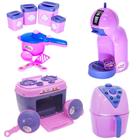 Kit Brinquedo Cozinha Menina Rosa Fogão Pote Panela Café 13p