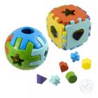 Kit Brinquedo Educativo Didatico Bola e Cubo Encaixe Bebe Infantil Colorido Sensorial Montessori